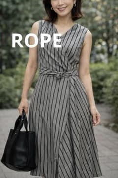 美品✨ロペ　ROPE ジレ　ワンピース　グレー　ストライプ　38 M
