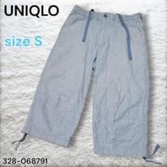 UNIQLO クロップド丈 リネンコットンパンツ ライトブルー サイズS