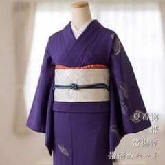 絽　紗　夏物　孔雀の羽　扇子　訪問着　4点セット　着物　付け下げ　U2のサムネイル