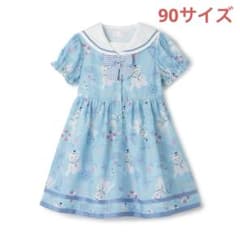 メゾピアノ新品新作タグ付きウサギ・ネコ 航海柄 セーラーワンピース90