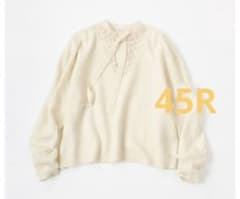 45R★アルルニットのフラワーモチーフセーター★アイボリー2