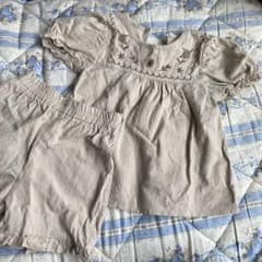 美品刺繍入りコットンセットアップ ベージュのサムネイル