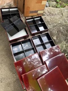 溜塗 松花堂弁当 五客 重箱 木箱入りのサムネイル
