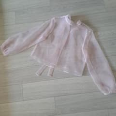 新品　ZARA　 シアーブラウス ピンク 長袖　リボンのサムネイル