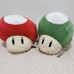 スーパーマリオ 特大サイズぬいぐるみ キノコ 2種セット
