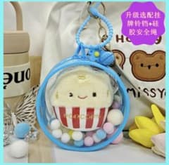 【SALE】推し活 ぬいポーチ 丸型 スカイブルー 10cｍ クリアケース 防水のサムネイル