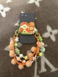 ハンドメイド スマホストラップ／背面デコレーション オレンジ#09のサムネイル