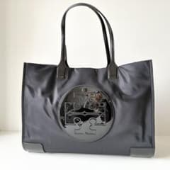 TORY BURCH トリーバーチ エラ トートバッグ ナイロン エナメル 新品・保管品】TORY BURCH エラ トートバッグ ナイロン エナメル 黒