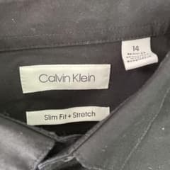 Calvin Klein スリムフィット ストレッチ 長袖シャツ 黒のサムネイル