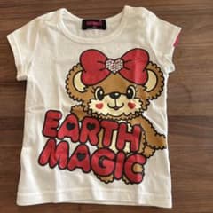 アースマジック　100 半袖　女の子　くま　Tシャツ　白のサムネイル