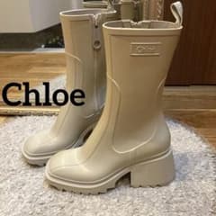 Chloeレインブーツ雨靴 クロエ ベージュ ゴム 雨具 - メルカリ