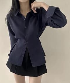 wego 長袖シャツ ネイビーのサムネイル