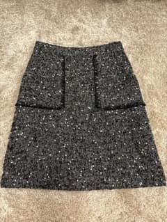 【美品】LAUTREAMONT ミニスカート ツイード ブラック×ホワイトのサムネイル