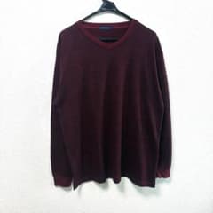 【美品】PLEGGI 3L 大きいサイズ Vネック チェック柄ニット ボルドー