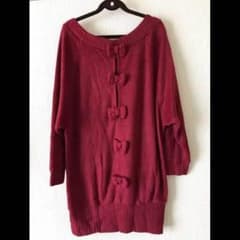 値下げ！Magender 大人可愛いリボンワンピース ボルドーのサムネイル