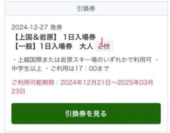 上越国際・岩原スキー場 1日入場券 大人 1枚のサムネイル
