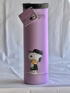 新品未使用】スタバPEANUTSステンレスボトル473mlパープル箱付き 
