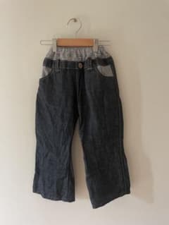 ハンドメイド　デニムロングパンツ ゴムウエスト120cmのサムネイル