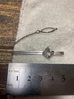 シルバー製ネクタイピン　ダイヤモンドカット ・クリスタル　SILVER刻印のサムネイル