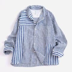 【美品】ナチュラルランドリー クリップタブ リネンパネルシャツ　麻100% 美品】ナチュラルランドリー クリップタブ リネンパネルシャツ 麻100