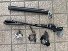 Bicycle parts set: seatpost clamp, stand, 6-speed shifter, all junk
