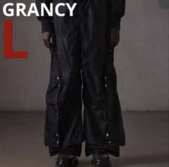 GRANCY】ボタンレイヤードデザインナイロンパンツ ブラックL - メルカリ