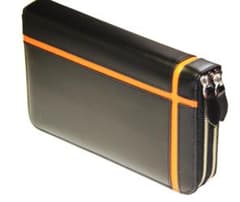 □新品 送料込み□馬革 オレンジクロスライン ダブルファスナー式