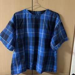 ブルー系チェック柄 半袖ブラウスのサムネイル