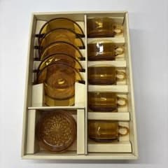 昭和レトロ　カメイガラス　カップ＆ソーサー 5客セットのサムネイル