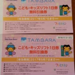 たんばらスキーパーク　こども、キッズ１日券×２枚のサムネイル