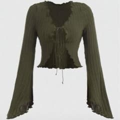 SHEIN ROMWE Hippie レタストリム 前結びク ロップトップ