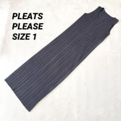 PLEATS PLEASE プリーツ ロングワンピース グレー スリット入り - メルカリ