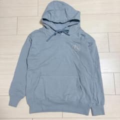 水色パーカー綿100%後ろロゴゆったりシンプル万能大きめユニセックスでも