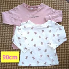 ♡クマ柄とロゴ長袖Tシャツ 90cm2枚セット♡のサムネイル