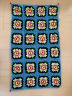 ハンドメイド 花柄ラグ 約60x95cmのサムネイル