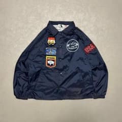 BEAMS 00sカスタムワッペンナイロンコーチジャケットストリートフェード紺Mのサムネイル
