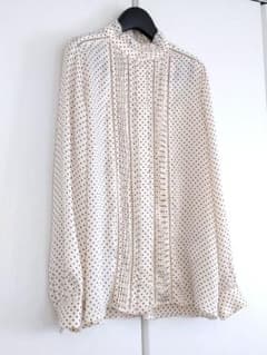 〈手洗い可能〉ドット／ソリッドフリルピンタックレースブラウス◇のサムネイル