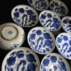 中国古玩 青花草花文中皿10客 幅約13.5㎝ 東Y8-1021☆1Fトヒサ - メルカリ