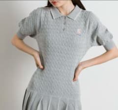 オリーブ デ オリーブ ネコ刺繍ニットワンピ　グレーのサムネイル