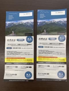 白馬岩岳マウンテンリゾート ゴンドラリフトチケット 大人用2枚のサムネイル