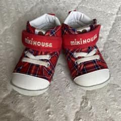 mikiHOUSE 赤・チェック柄 ハイカットシューズのサムネイル