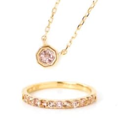 『BIZOUX（ビズー）』ネックレス＆リングピンクトパーズ×18Kピンクゴールドのサムネイル