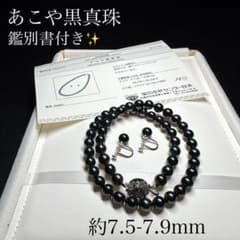 鑑別書付✨ アコヤ黒真珠 パール ネックレス イヤリングセット 7.5-7.9