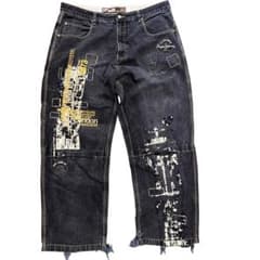 極太 PEPE JEANS 総柄 buggy denim pants W40 - メルカリ