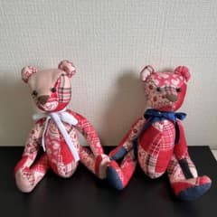 ハンドメイド パッチワーク テディベア 2体セットのサムネイル