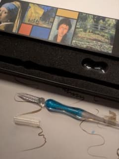 訳あり品　AZONX GLASS PEN ガラスペン ラメ　ライトブルー　説明書のサムネイル