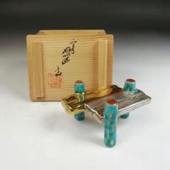Ｗ４４９　蓋置　『色絵　八ツ橋』『高野昭阿弥 造』　共箱　茶道具 W449 蓋置 『色絵 八ツ橋』『高野昭阿弥 造』 共箱 茶道具 - メルカリ