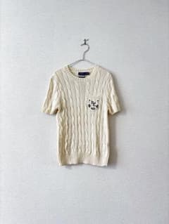 ラルフローレン 半袖ニット ケーブル ロゴ刺繍 アイボリー S - メルカリ 
