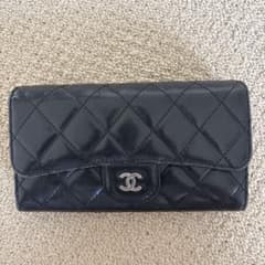 A*ヴ様 CHANEL マトラッセ ラムスキン　三つ折り財布 ブラック　シャネル A*ヴ様 CHANEL マトラッセ ラムスキン 三つ折り財布 ブラック シャネル