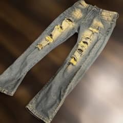 ダメージ加工 ストレートデニムパンツ